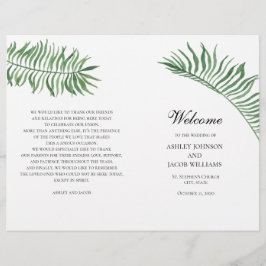 Programa de casamento de verão tropical. Folhas ve