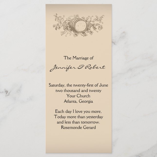 Programa de Casamento de Vintage Winery (Frente)