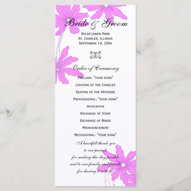 Programa de Casamento de Visitas Rosa (Frente)