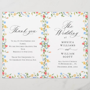 Programa de Casamento de Watercolor Meadow Wildflo