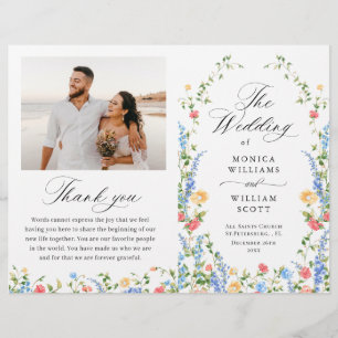 Programa de Casamento de Watercolor Meadow Wildflo