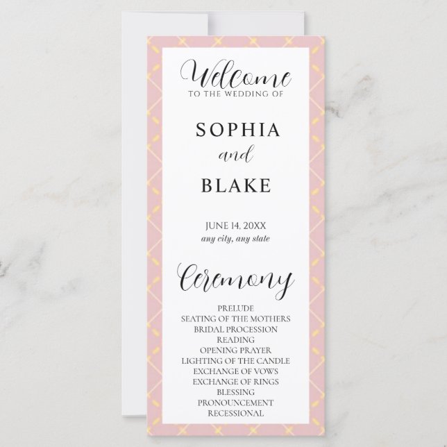 Programa de Casamento de Xadrezes Marrom, Amarelo  (Frente)