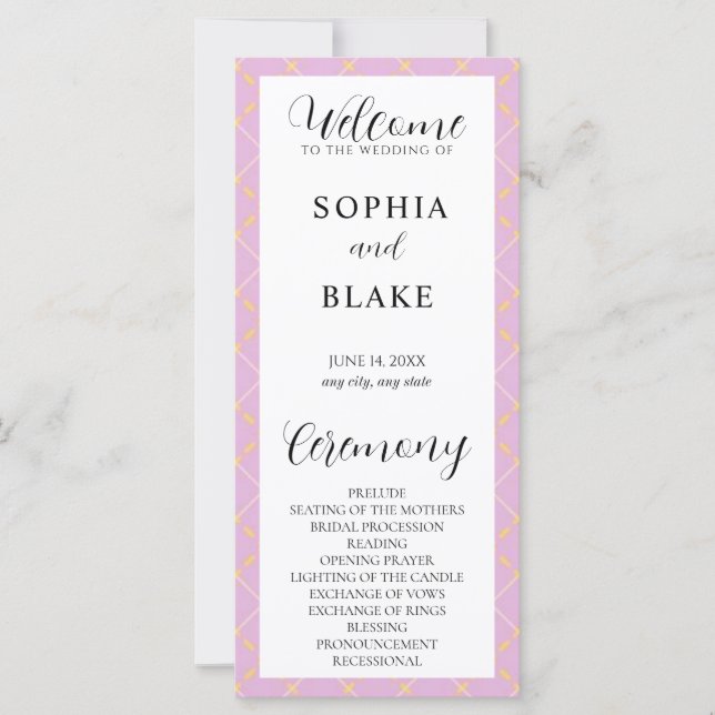 Programa de Casamento de Xadrezes Púrpura, Amarela (Frente)