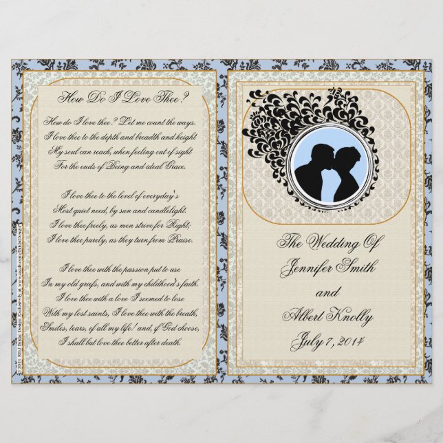 Programa de Casamento Delft Antigo Lace (Frente)