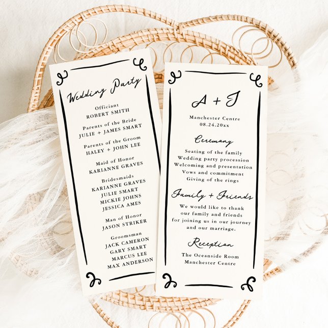 Programa de Casamento Desenhado à Mão + Festa Capr (Criador carregado)