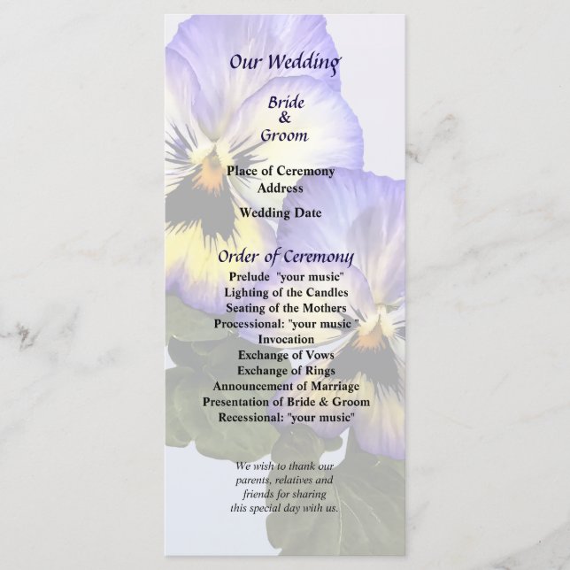 Programa de Casamento do Duo Pansy (Frente)