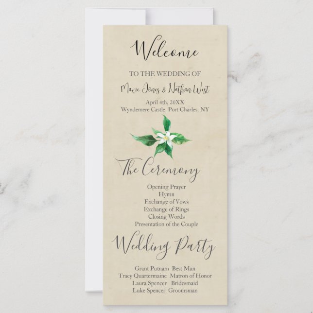 Programa de Casamento do Flor Laranja (Frente)