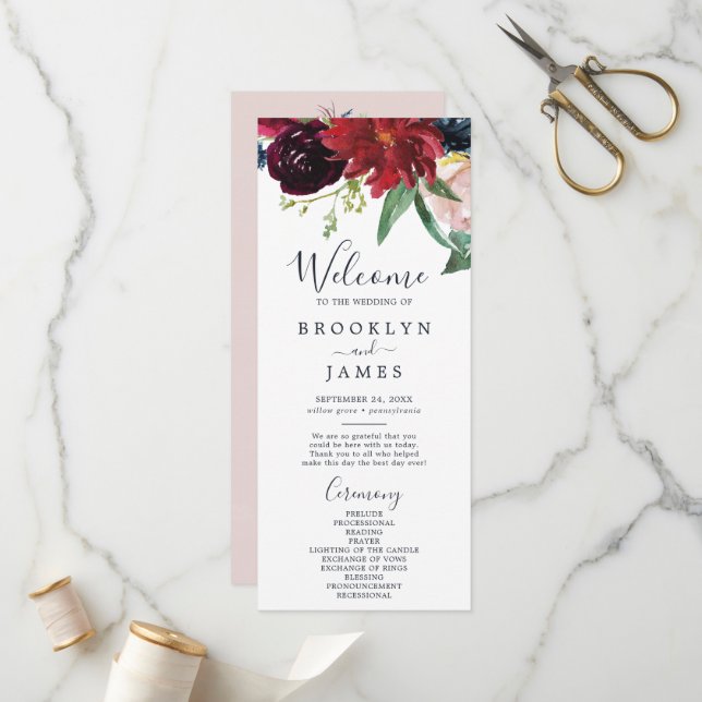 Programa de Casamento do Jardim do outono (Frente/Verso In Situ)