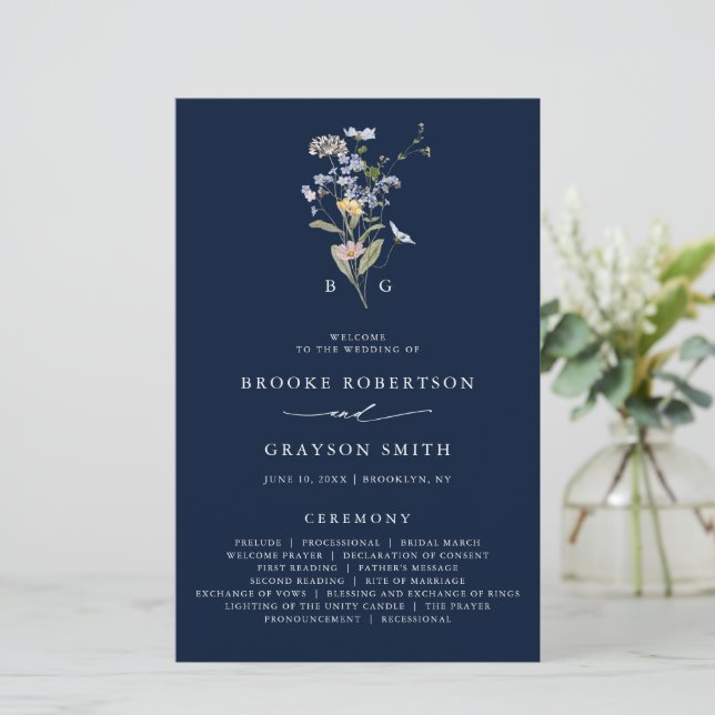 Programa de Casamento do Jardim dos Prados de Flor (Em pé/Frente)