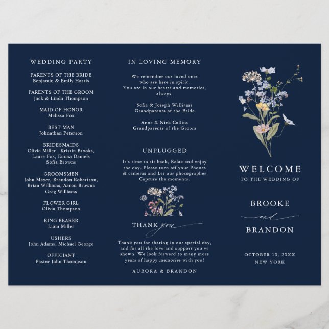Programa de Casamento do Jardim dos Prados de Flor (Frente)