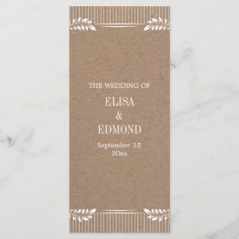 Programa de casamento do Kraft paper com folhas br