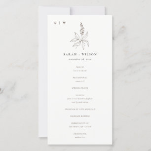 Programa de Casamento do Monograma de Desenho Flor