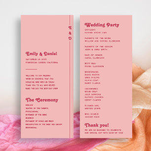 Programa de Casamento do Monograma Rosa-Blush Retr