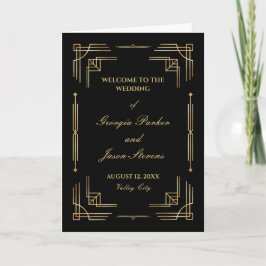 Programa de casamento do ouro de luxo da Art deco