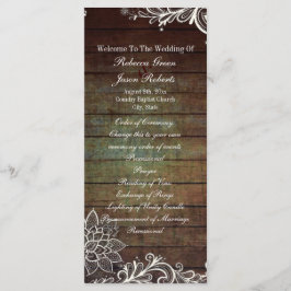 programa de casamento do rústico campo de barnwood