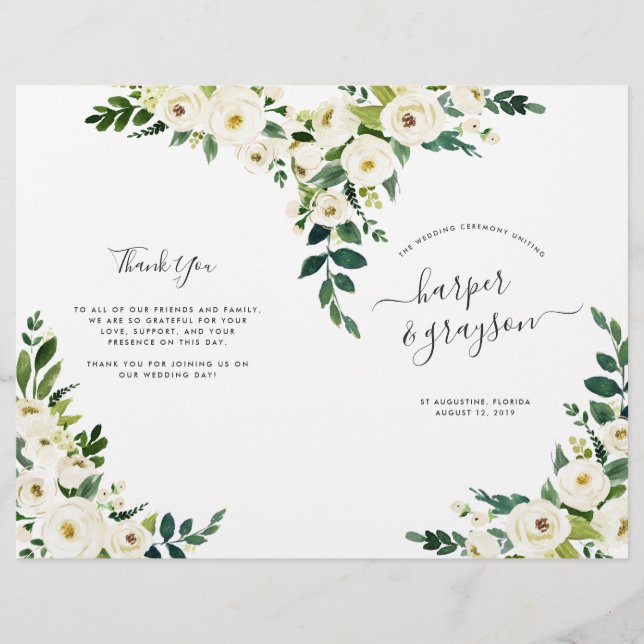 Programa de Casamento Dobra Floral de Alabastro (Frente)