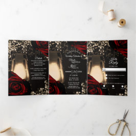 Programa de Casamento Dobra Tripla Lanterna Rústic