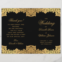 Programa de Casamento Dobrado Antigo Preto Dourado