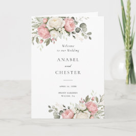 Programa de Casamento Dobrado com Vegetação Rosa F
