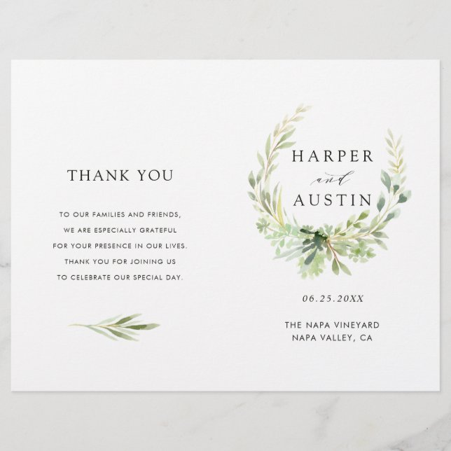 Programa de Casamento Dobrado da Folhagem Verde (Frente)