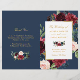 Programa de Casamento Dobrado de Azul Floral Blush