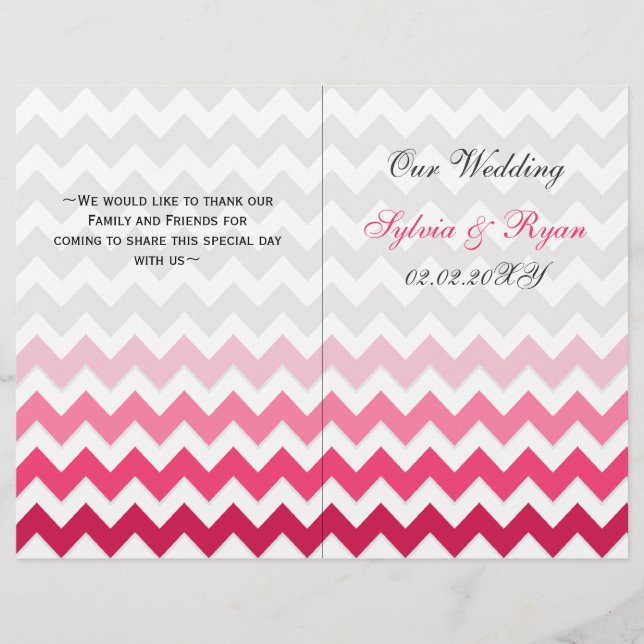 Programa de Casamento Dobrado de Chevron de Ombre  (Frente)