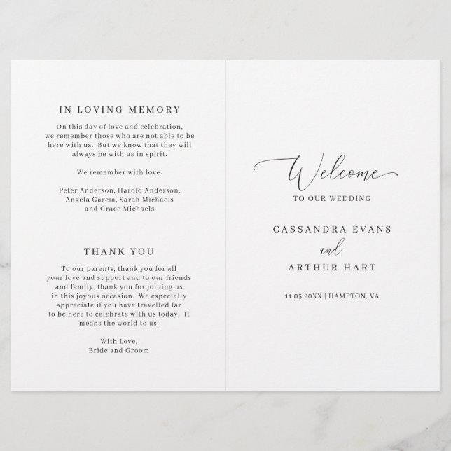 Programa de Casamento Dobrado de Orçamento Formal  (Frente)