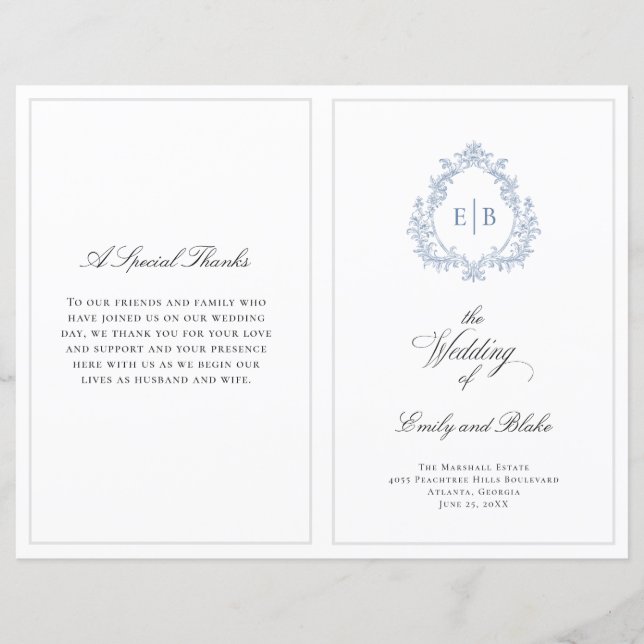 Programa de Casamento Dobrado do casamento vintage (Frente)