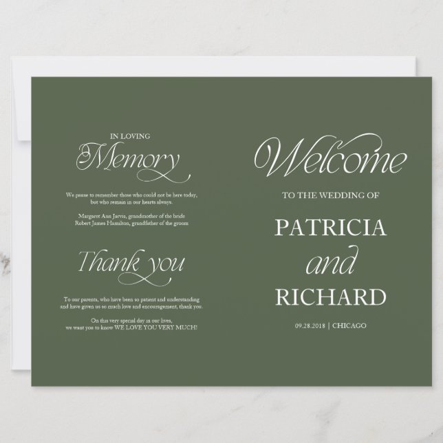 Programa de Casamento Dobrado Floresta Verde Elega (Frente)
