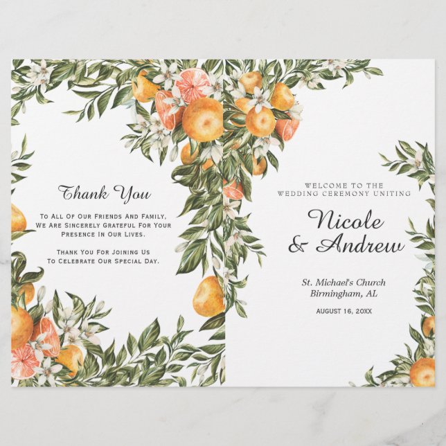 Programa de Casamento Dobrado Pomar de Citrinos El (Frente)
