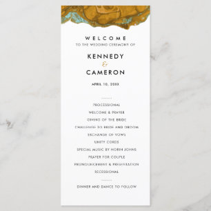 Programa de Casamento Dourado Amarelo e Marble Aqu