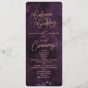 Programa de Casamento Dourado com Rosa de Aquarela