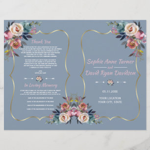 Programa de Casamento Dourado das Flores Azuis Dus