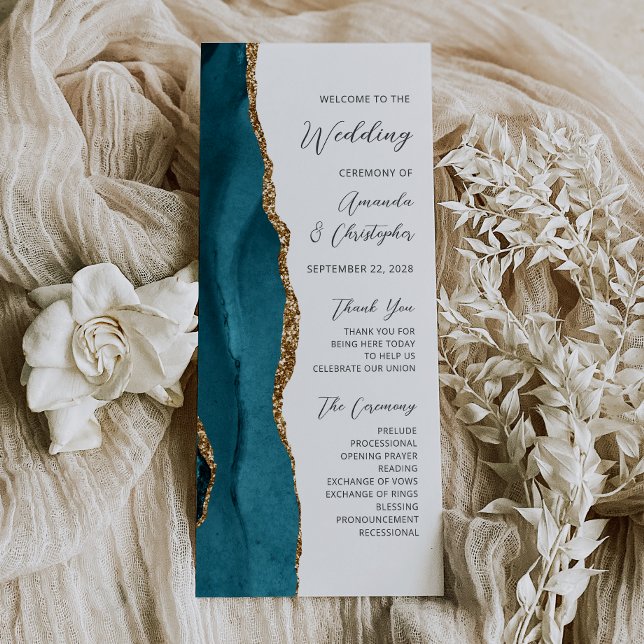 Programa de Casamento Dourado de Agatos Teal Blue (Criador carregado)