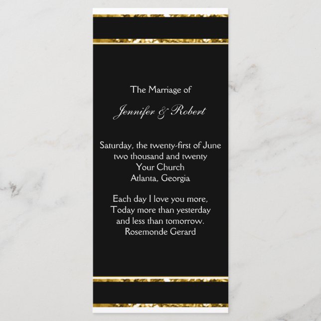 Programa de Casamento Dourado e Branco (Frente)