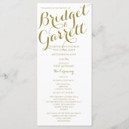 Programa de Casamento Dourado e Branco do Designer