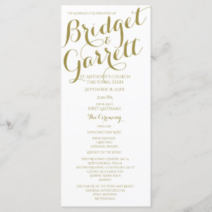 Programa de Casamento Dourado e Branco do Designer