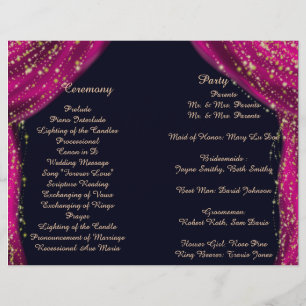 Programa de Casamento Dourado e Magenta Noites em
