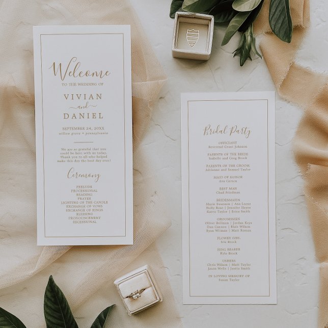 Programa de Casamento Dourado minimalista (Criador carregado)