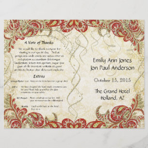 Programa de Casamento Dourado Vermelho de Paisley