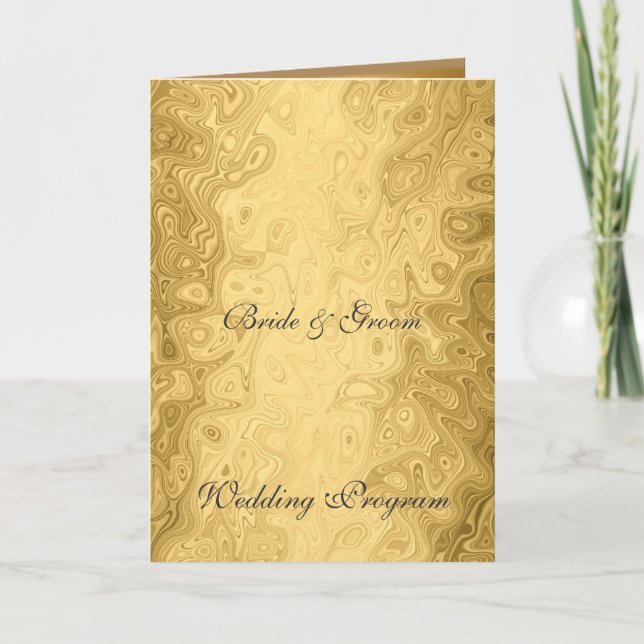 Programa de Casamento Dourado Vintage (Frente)