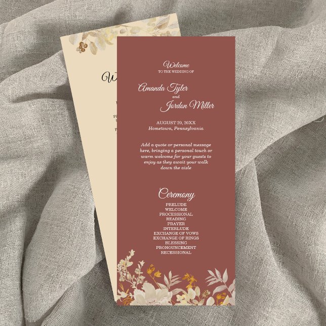 Programa de Casamento Dusty Rosa Autumn Boho (Criador carregado)