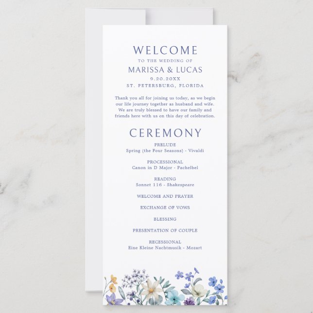 Programa de Casamento Dusty Teal Blue (Frente)