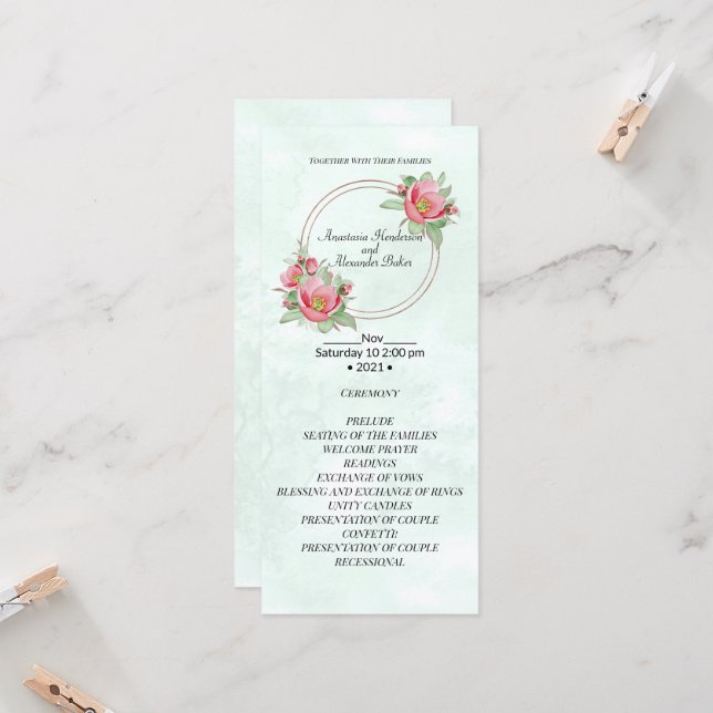 Programa de Casamento Elegante. (Frente/Verso In Situ)