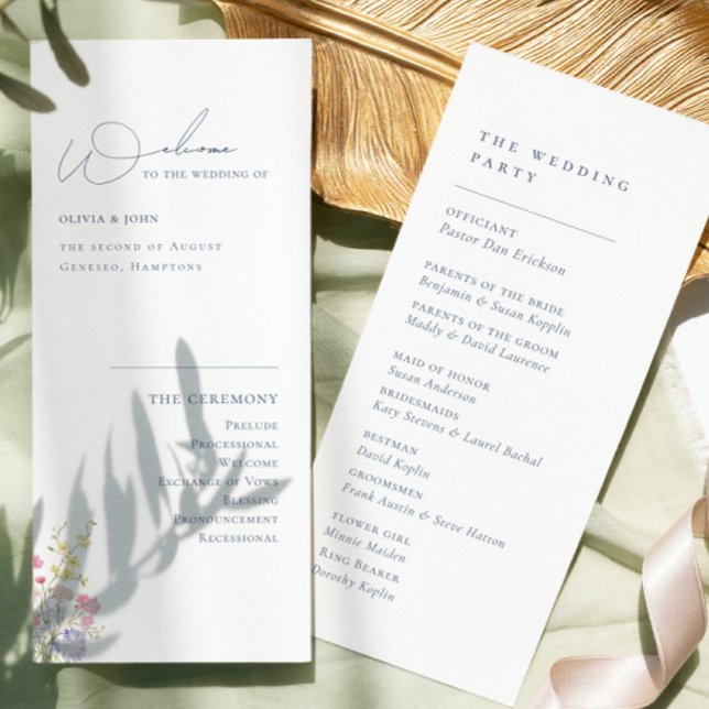 Programa de Casamento Elegante Boho Chic com Flore (Elegant Boho Chic Wildflowers Wedding Program)