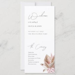 Programa de Casamento Elegante Boho com Grama Pamp