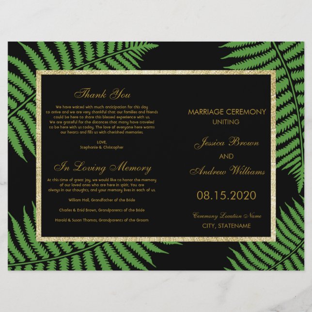 Programa de Casamento Elegante Classe Bracken (Frente)