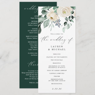 Programa de Casamento Elegante com Folhagem Verde