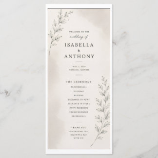 Programa de Casamento Elegante com Folhas