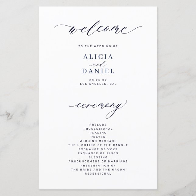 Programa de casamento elegante com orçamento baixo (Frente)